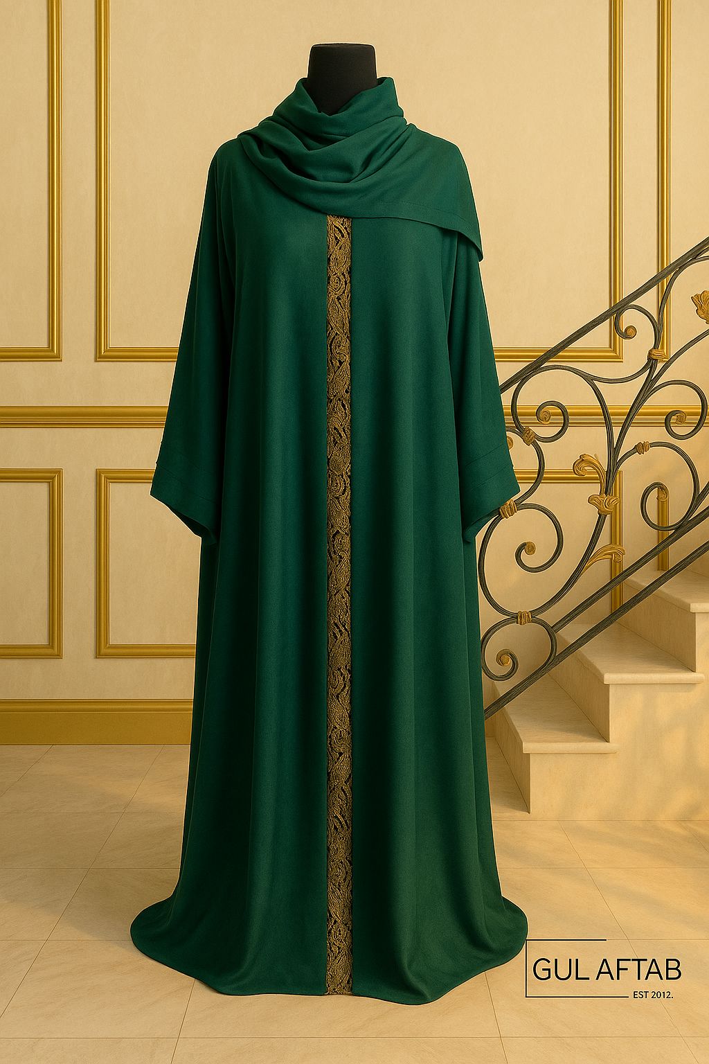 Green gold Abaya