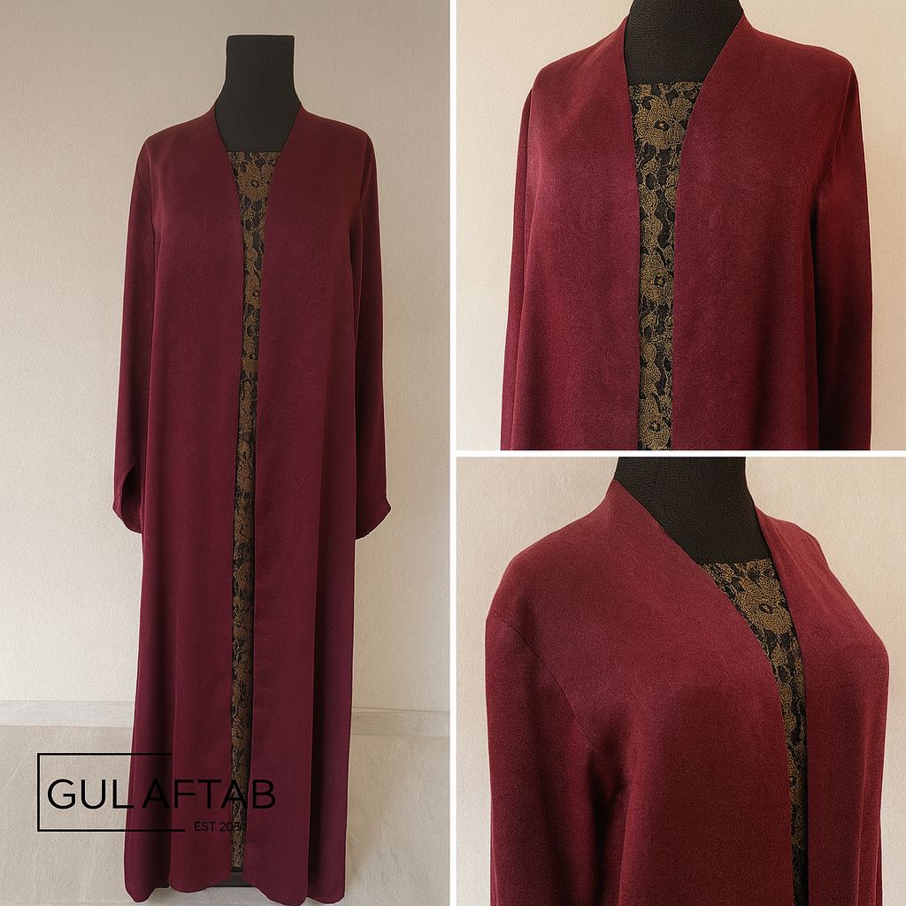 Maroon gold Abaya