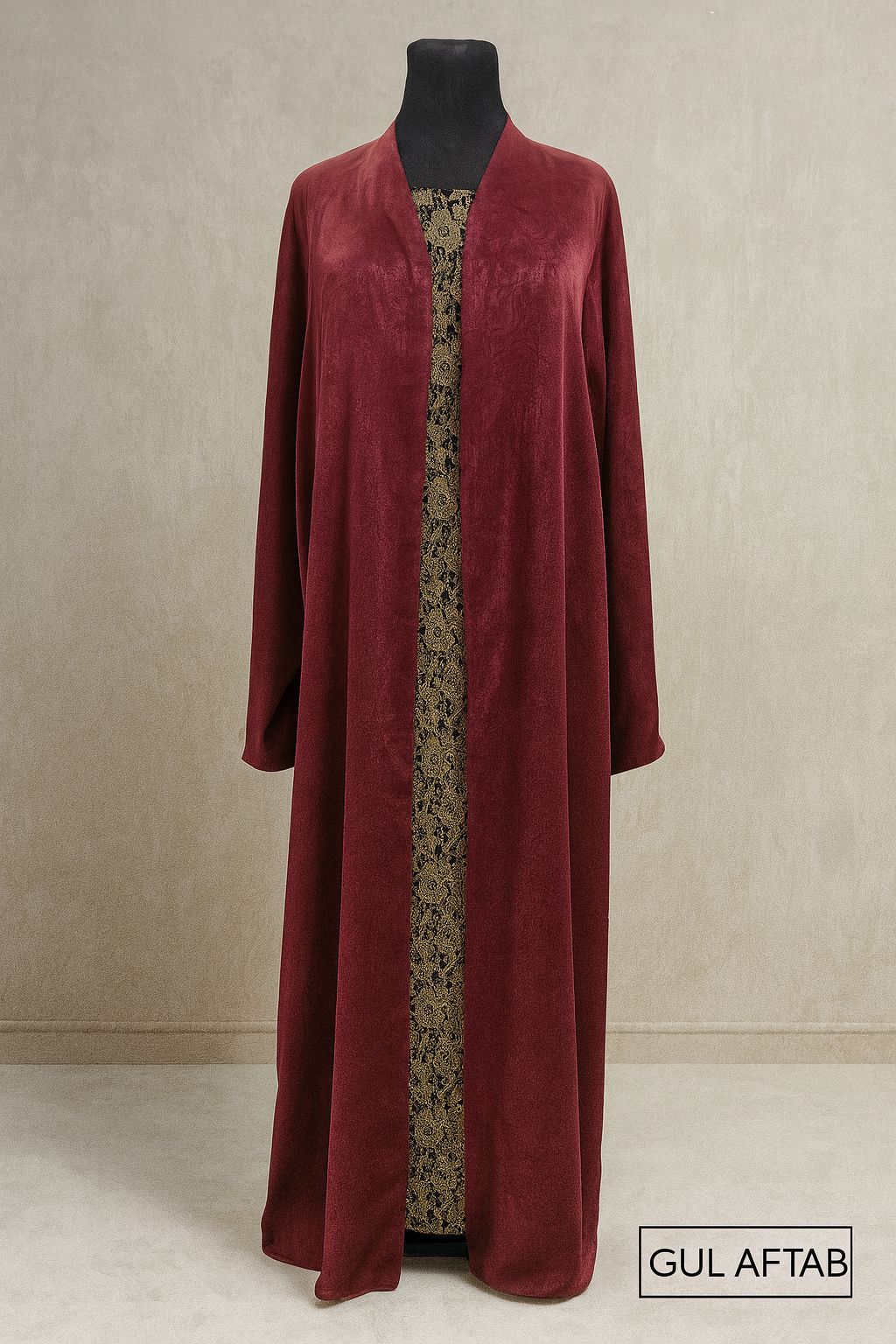 Maroon gold Abaya