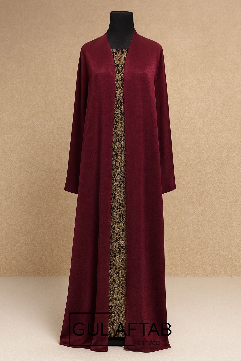 Maroon gold Abaya