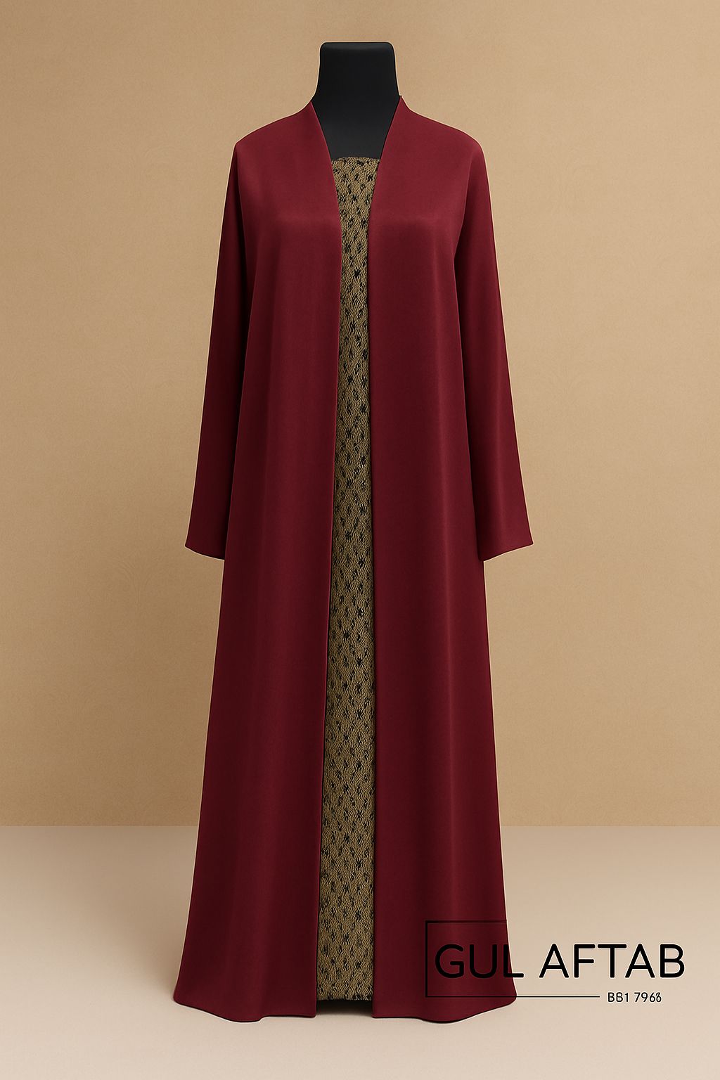 Maroon gold Abaya