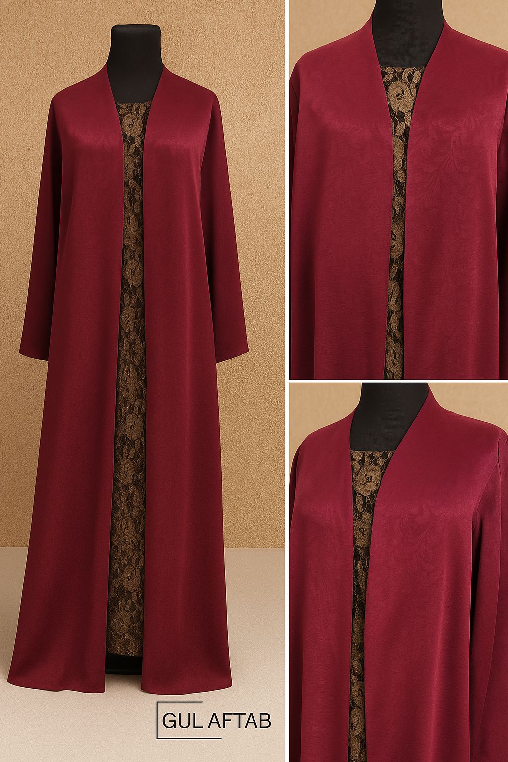 Maroon gold Abaya