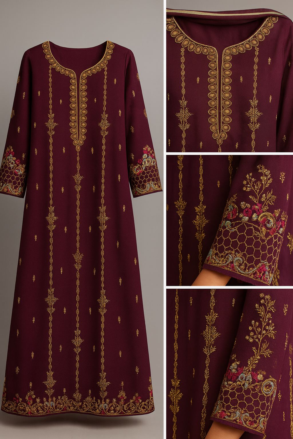 Rich deep plum three-piece formal suit