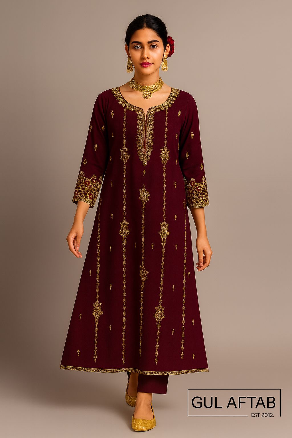 Rich deep plum three-piece formal suit