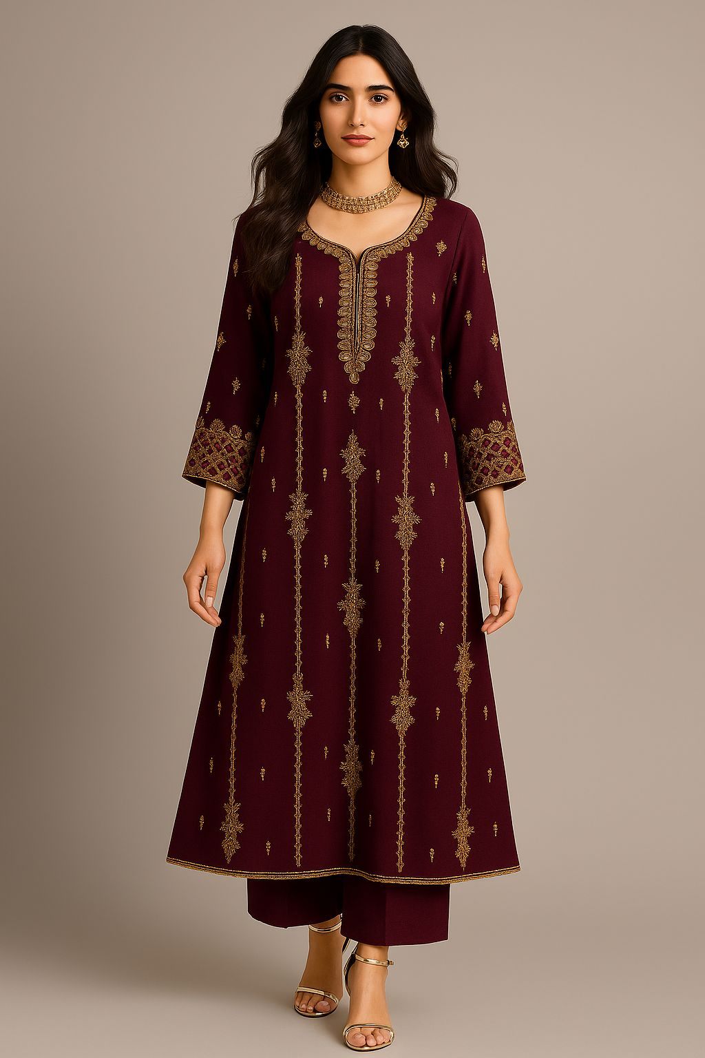 Rich deep plum three-piece formal suit