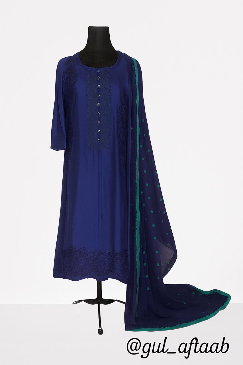 Midnight Blue Cotton Net Shirt