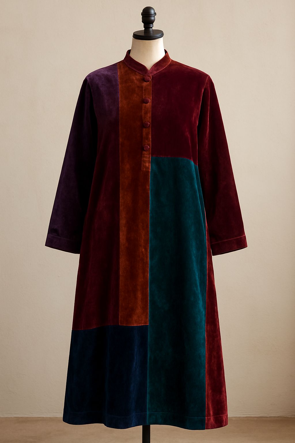 Colour block velvet shirt