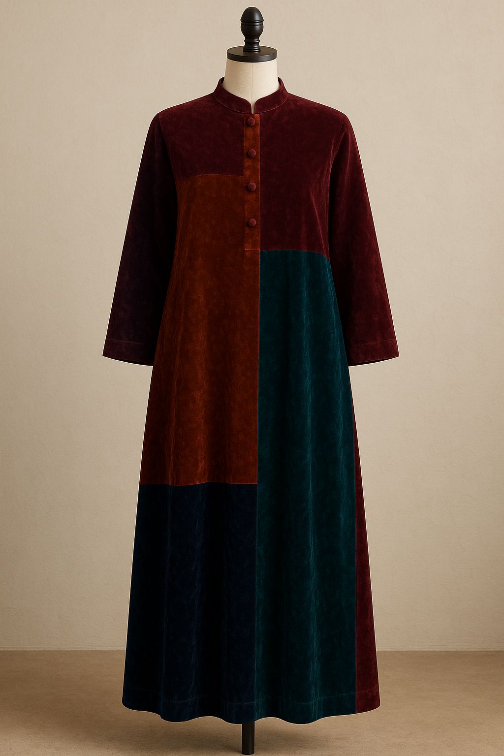 Colour block velvet shirt