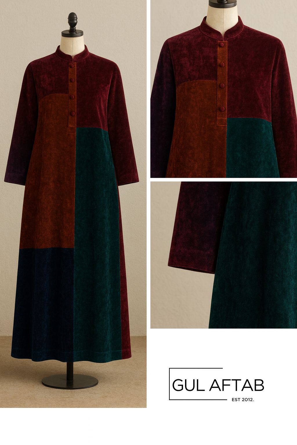 Colour block velvet shirt